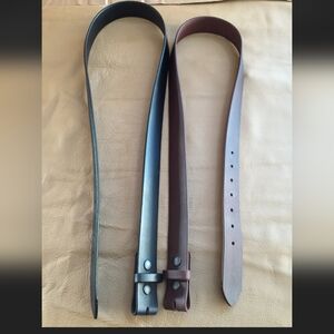 Black Leather Customizable Belt Without Buckle